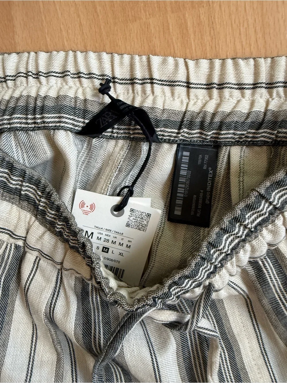 Zara Woman Collection Striped Wide-Leg Linen-Blend Drawstring Pajama Pants NWT